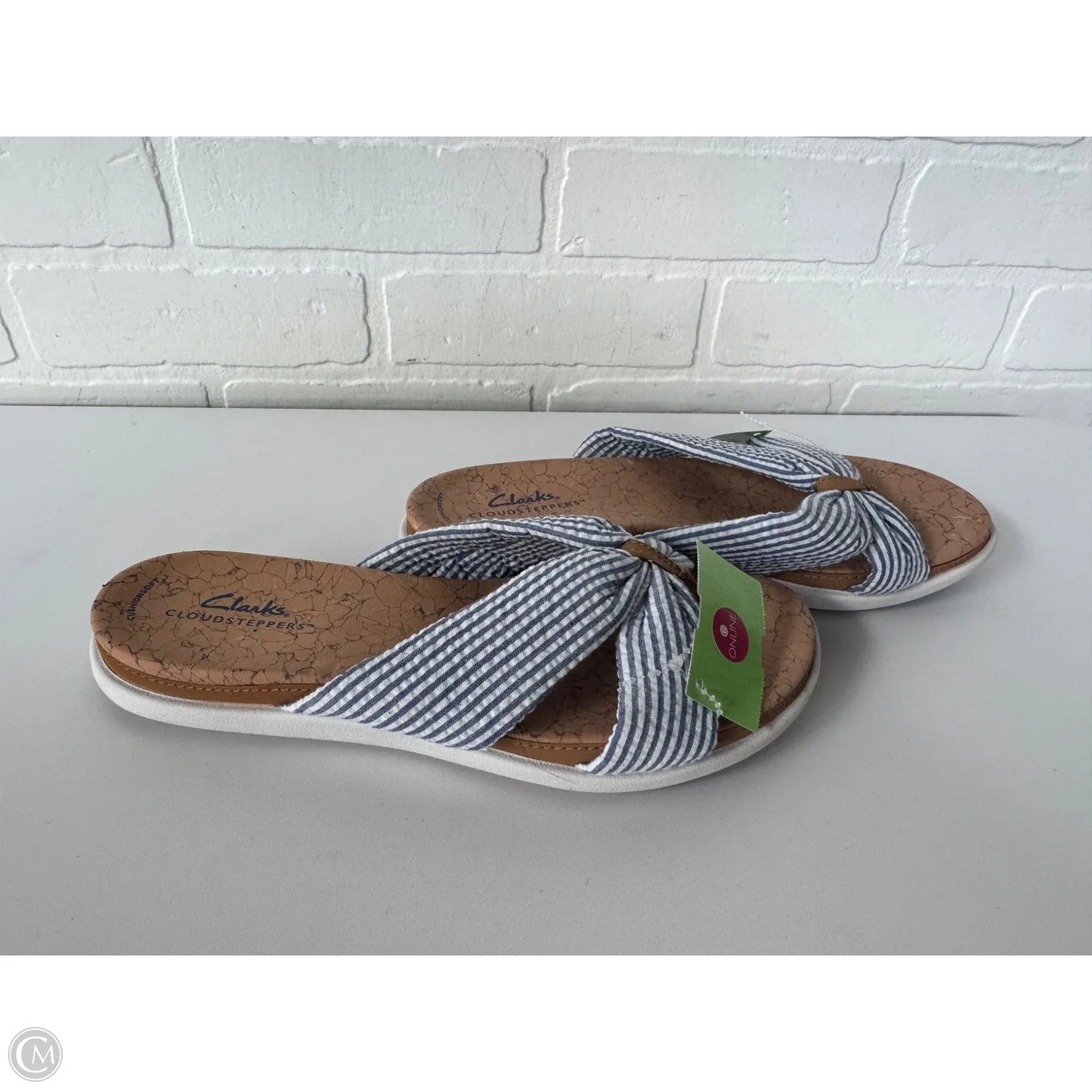 Sandals Flats By Clarks In Blue & White, Size: 9