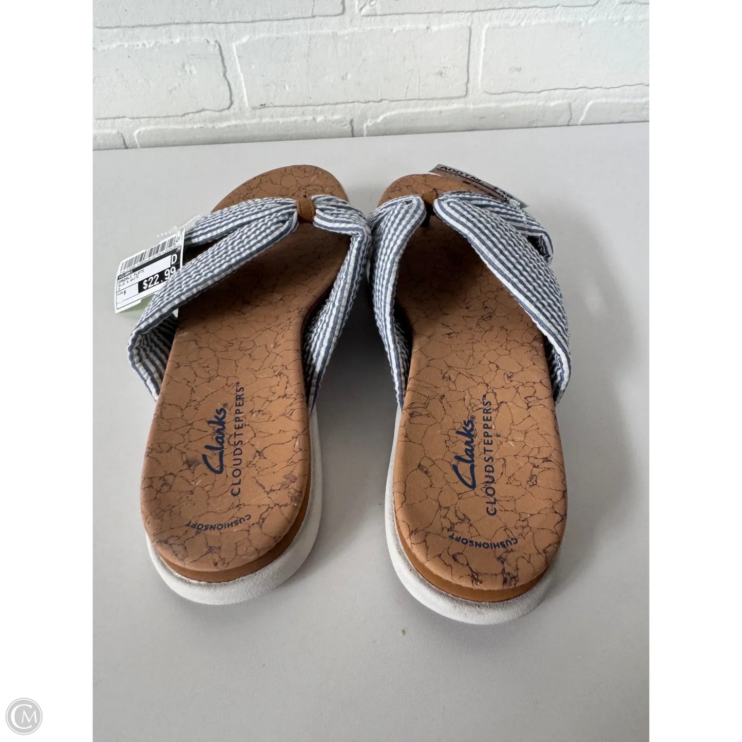 Sandals Flats By Clarks In Blue & White, Size: 9
