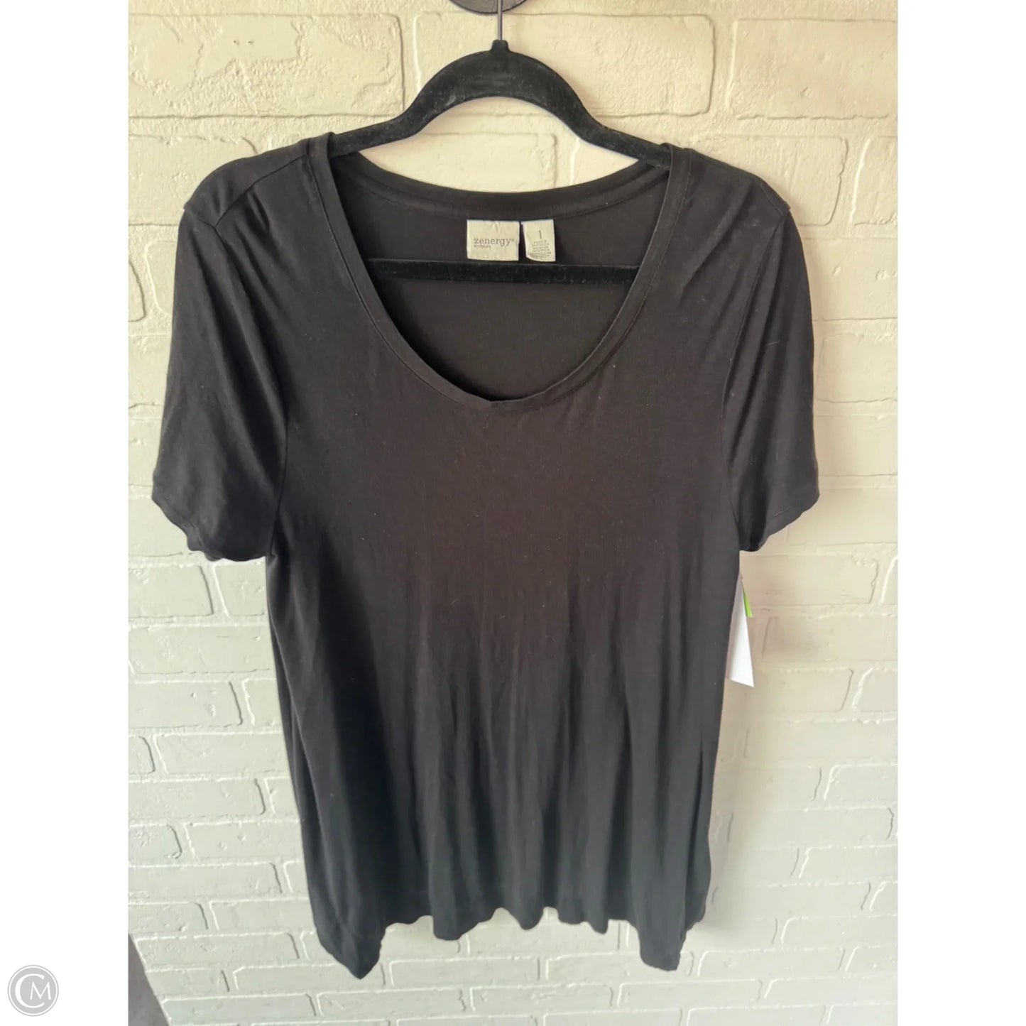 Top Short Sleeve By Zenergy By Chicos In Black, Size: M