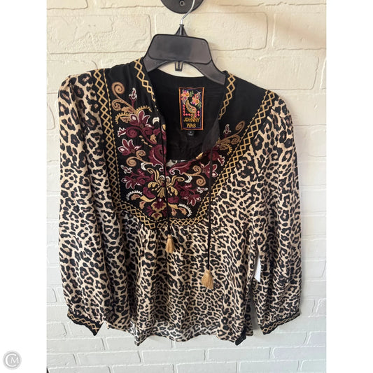 Top Long Sleeve Designer By Johnny Was In Black & Tan, Size: M
