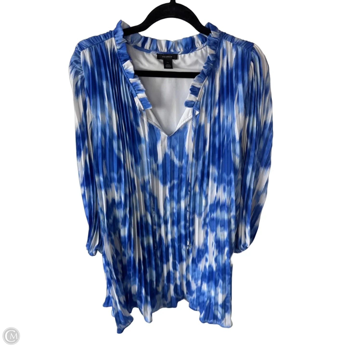Dress Casual Short By Halogen In Blue & White, Size: 1x