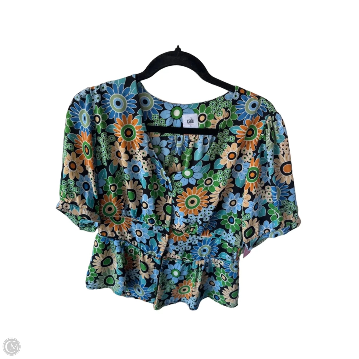 Top Short Sleeve By Cabi In Black & Blue, Size: S