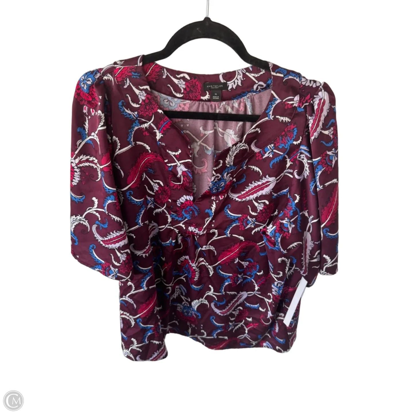 Top Short Sleeve By Ann Taylor In Maroon, Size: Xl