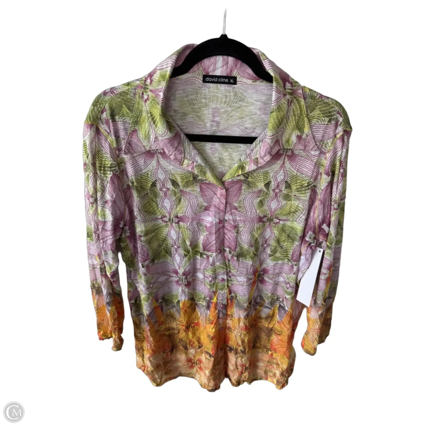 Top Long Sleeve By David Cline In Green & Purple, Size: Xl