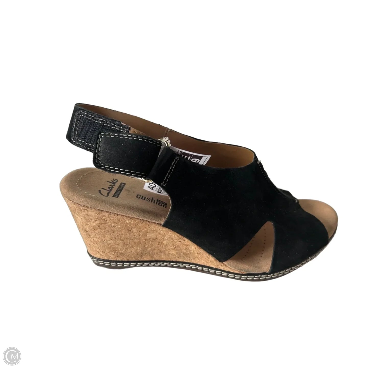 Sandals Heels Wedge By Clarks In Black, Size: 7.5