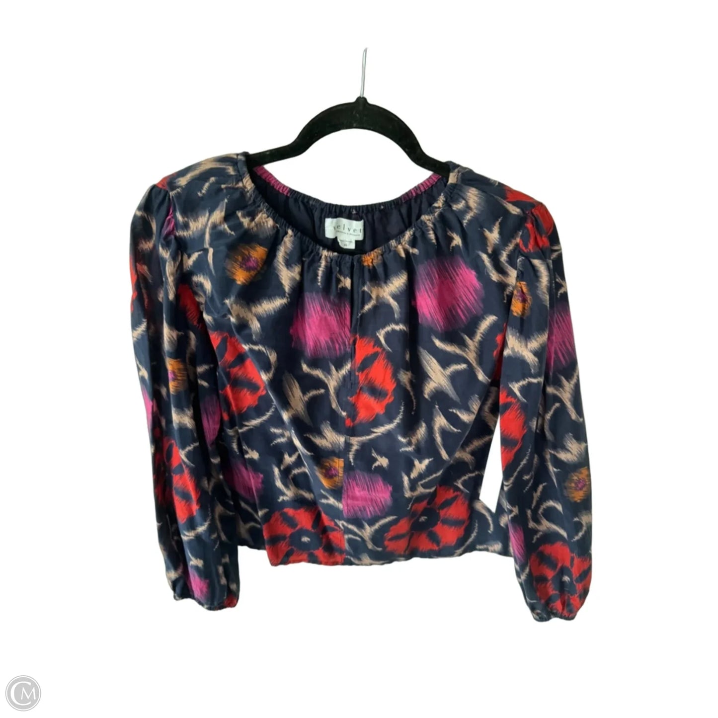 Top Long Sleeve By Velvet By Graham & Spencer In Blue & Brown, Size: Xs