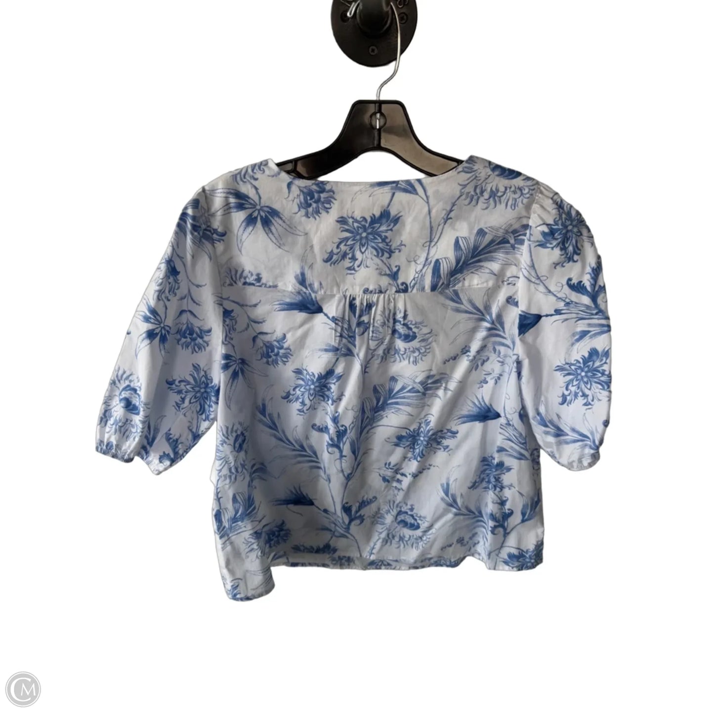 Top Short Sleeve By Talbots In Blue & White, Size: Mp