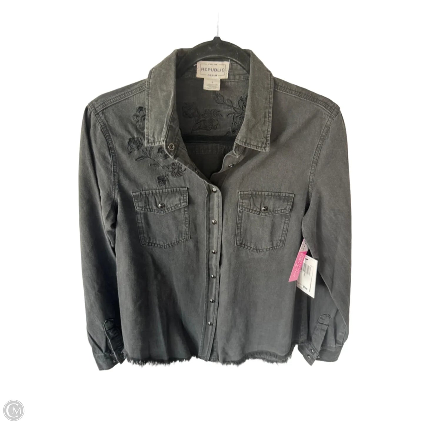 Top Long Sleeve By For The Republic In Black Denim, Size: M