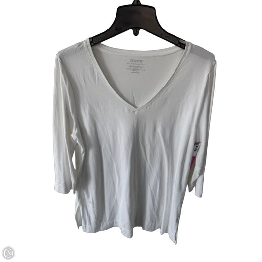 Top 3/4 Sleeve Basic By Chicos In White, Size: L