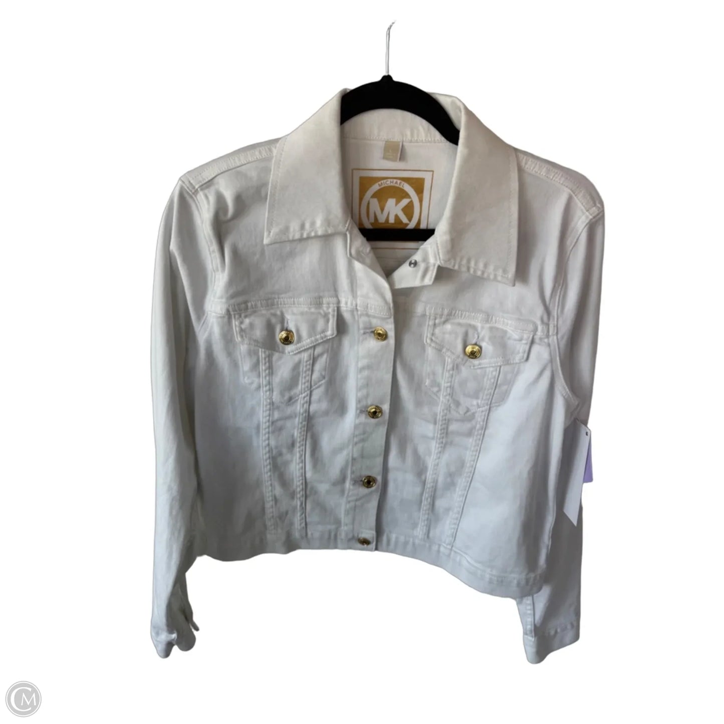 Jacket Denim By Michael By Michael Kors In White Denim, Size: L