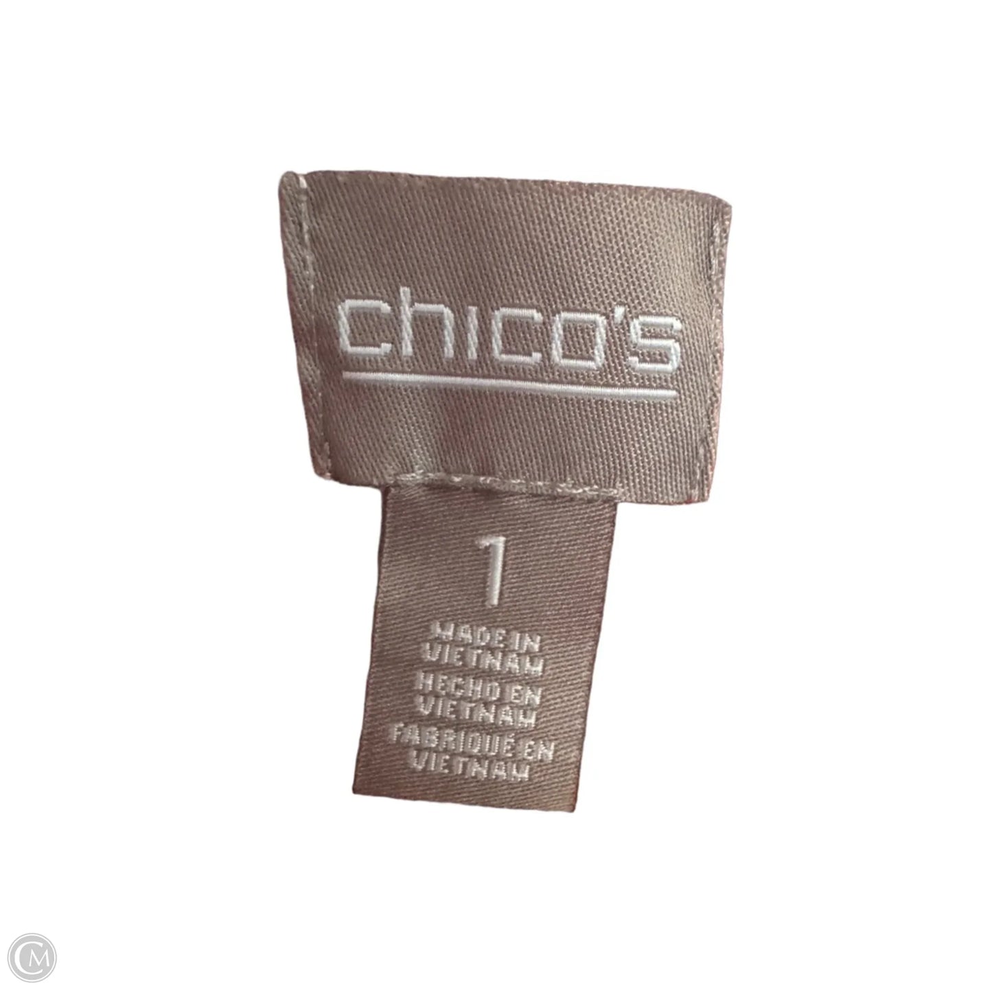 Top 3/4 Sleeve By Chicos In Orange & White, Size: M
