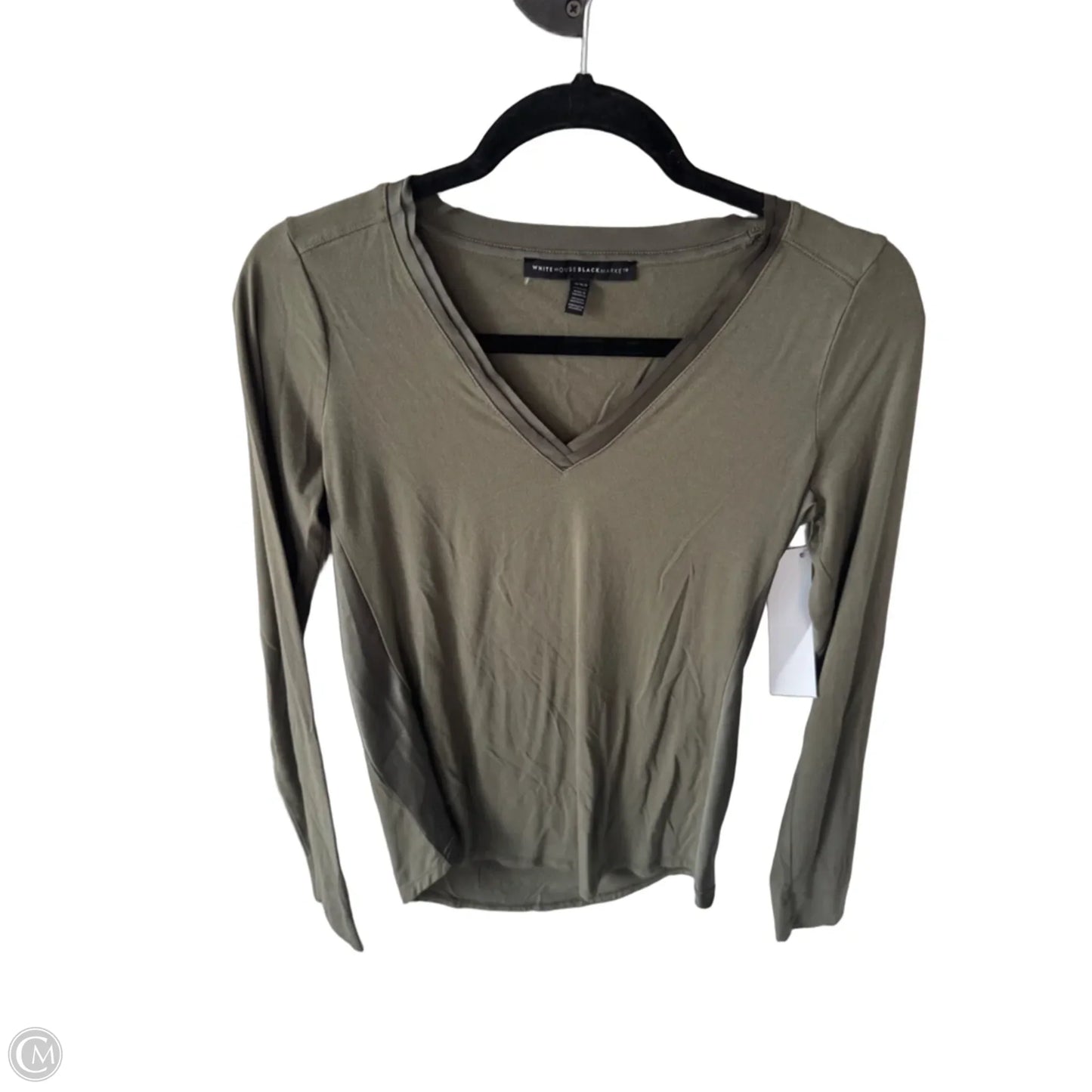 Top Long Sleeve Basic By White House Black Market In Green, Size: Xxs