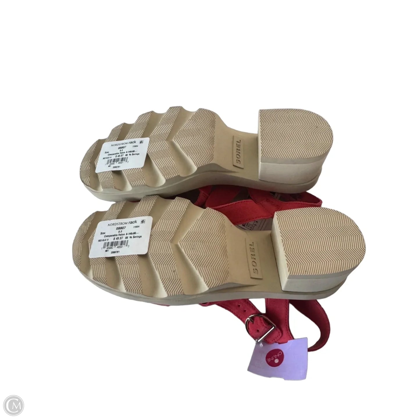 Sandals Heels Block By Sorel In Red, Size: 9.5