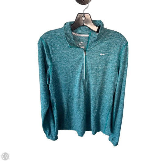Athletic Top Long Sleeve Collar By Nike Apparel In Blue & White, Size: M