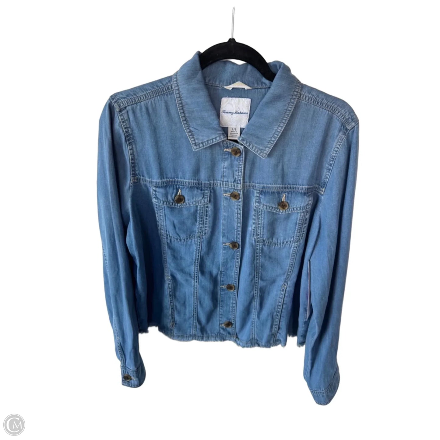 Top Long Sleeve By Tommy Bahama In Blue Denim, Size: L