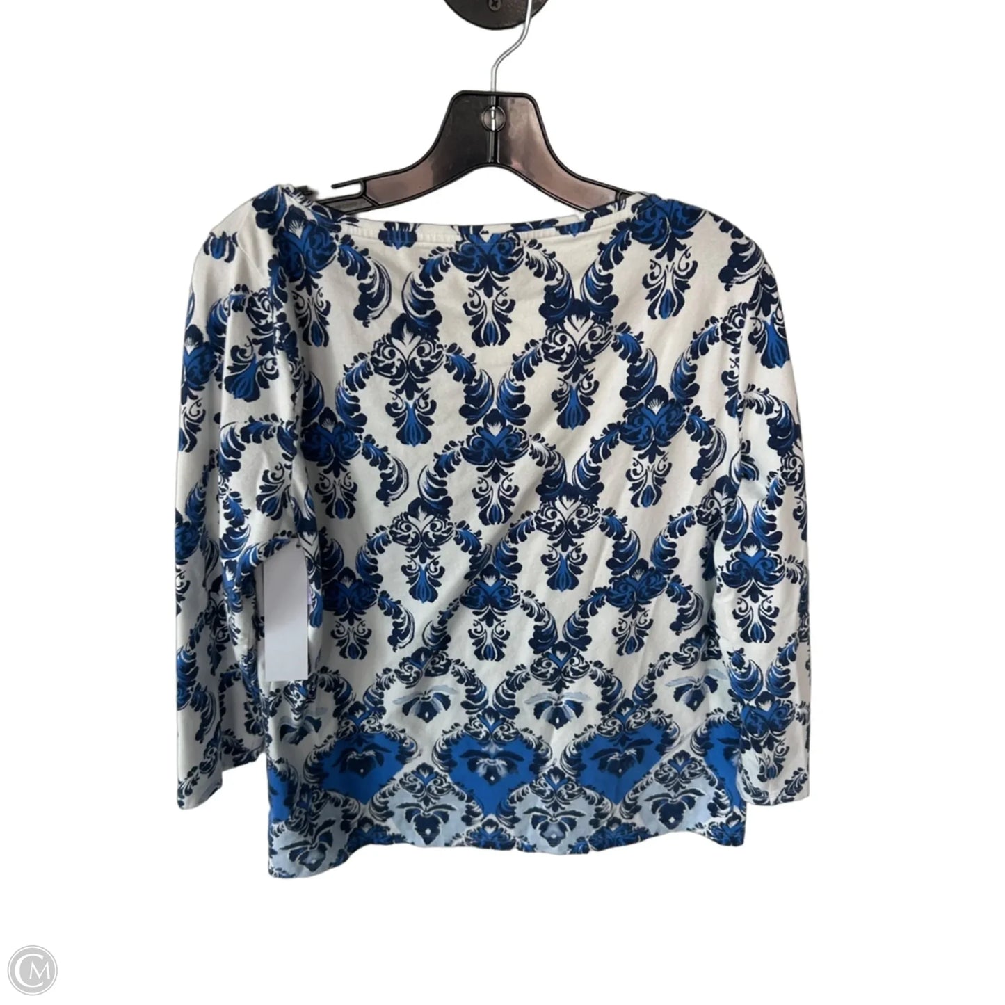 Top Long Sleeve Basic By Talbots In Blue & White, Size: L