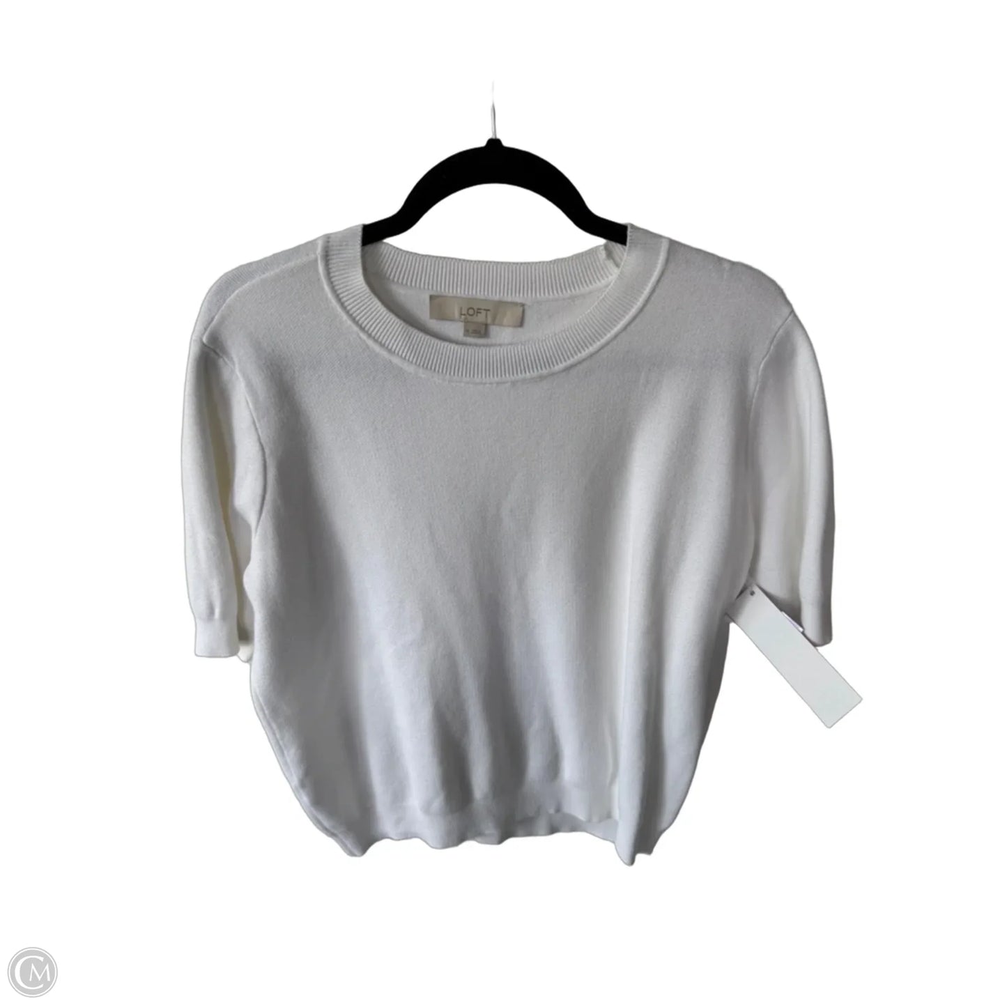 Sweater Short Sleeve By Loft In White, Size: M