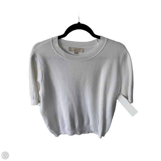 Sweater Short Sleeve By Loft In White, Size: M