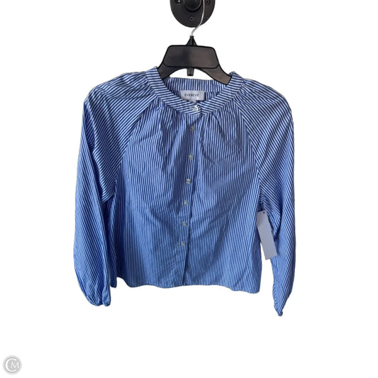 Top Long Sleeve By Evereve In Blue & White, Size: Xs