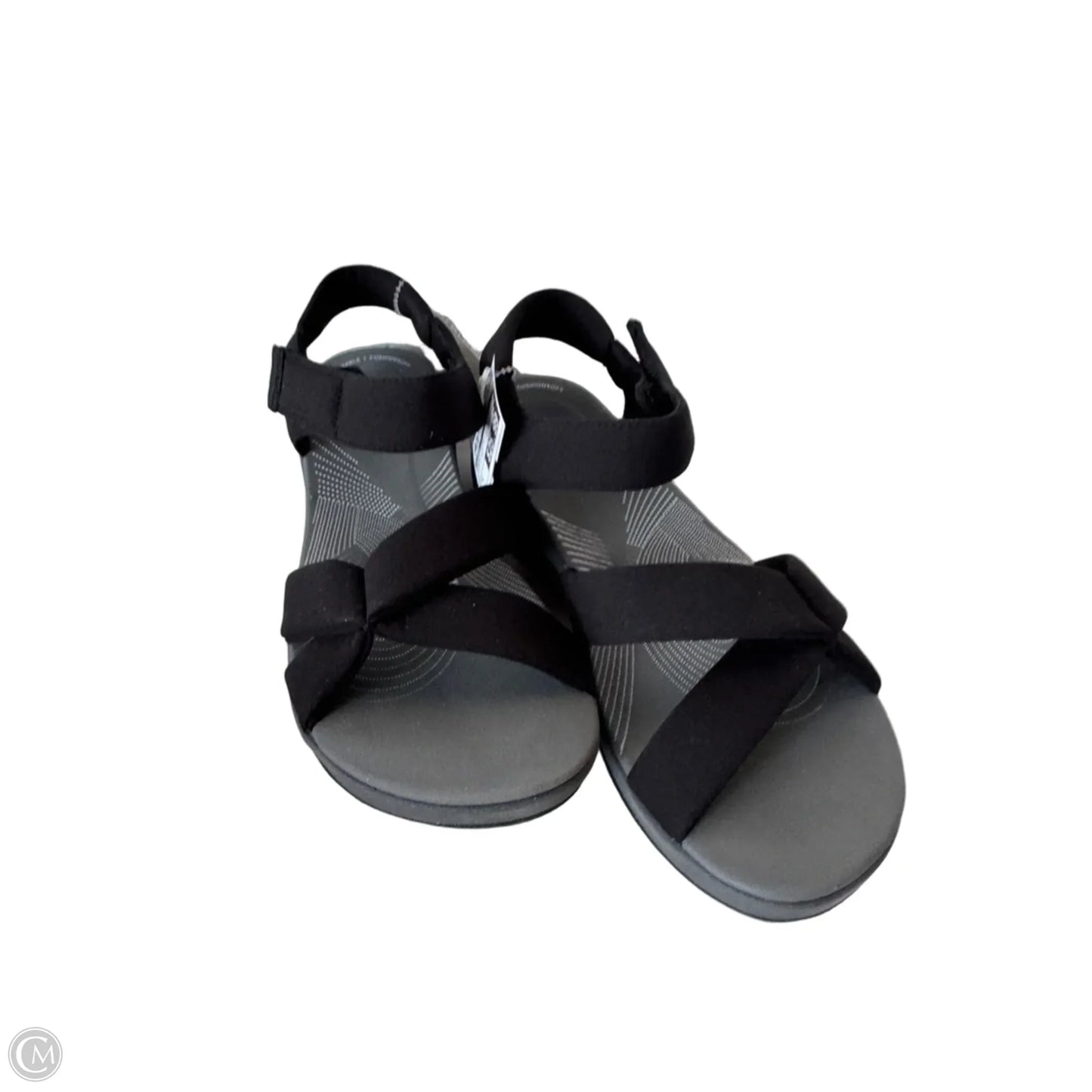 Sandals Flats By Clarks In Black & Grey, Size: 8