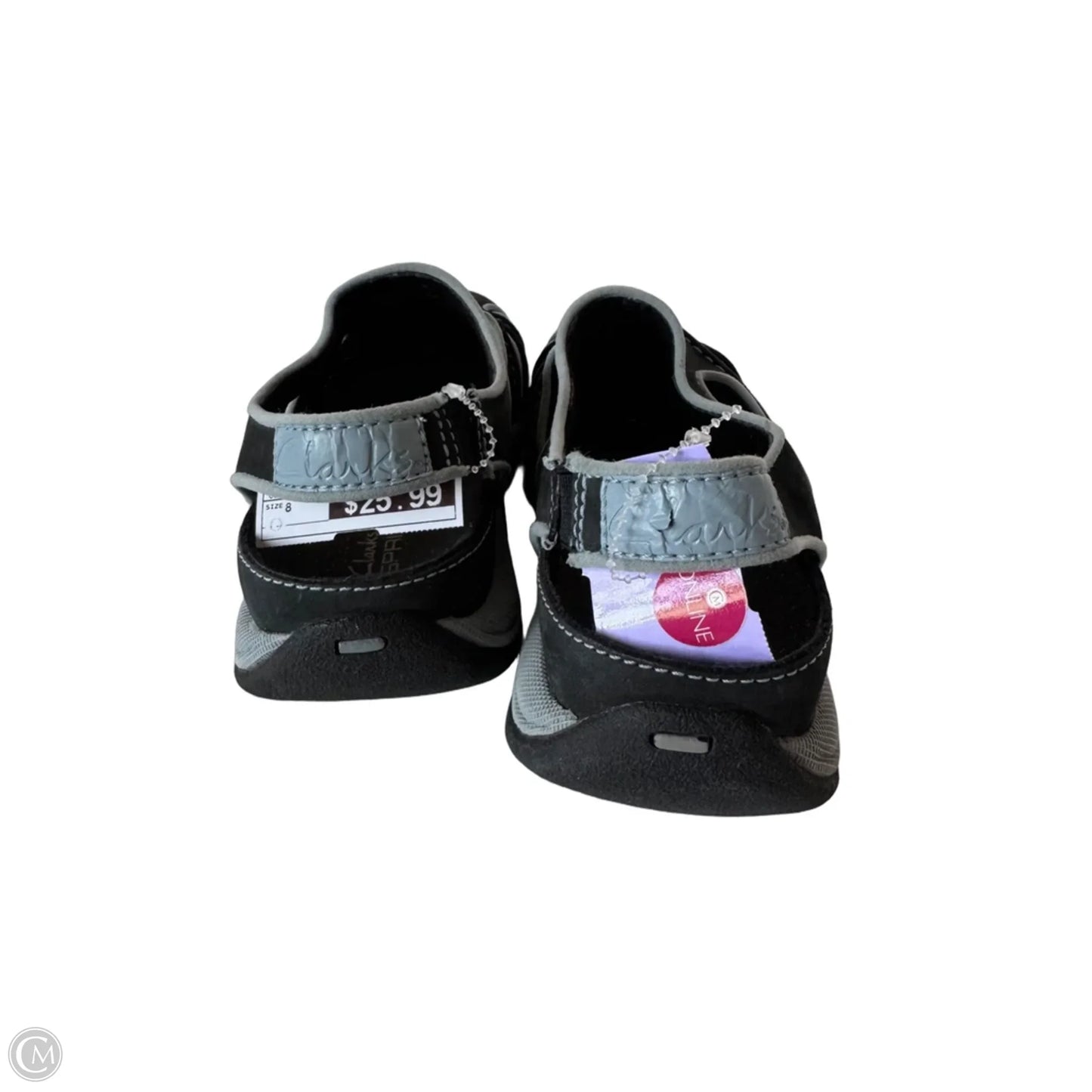 Sandals Flats By Clarks In Black & Grey, Size: 8