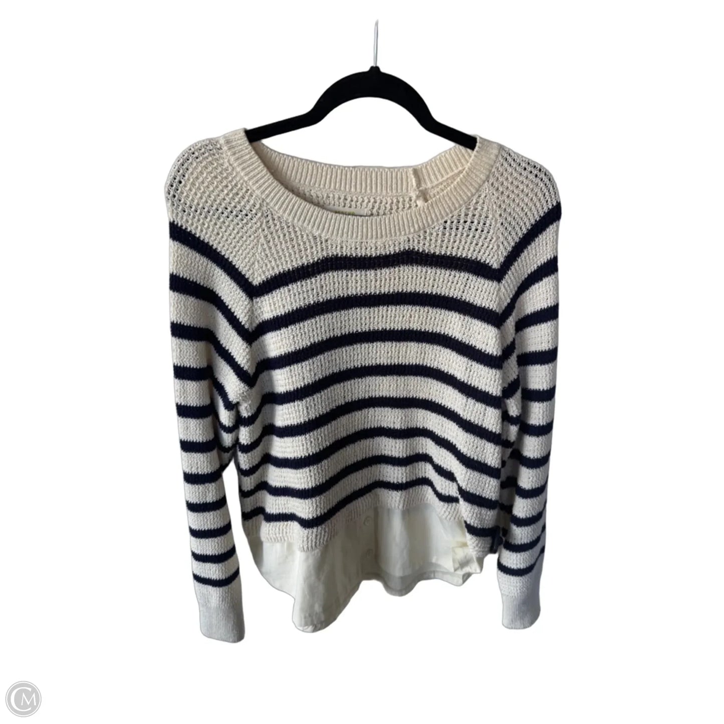 Sweater By Maeve In Blue & Cream, Size: L