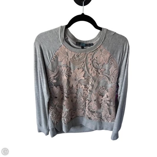 Sweatshirt Crewneck By Eva Franco In Grey & Pink, Size: S
