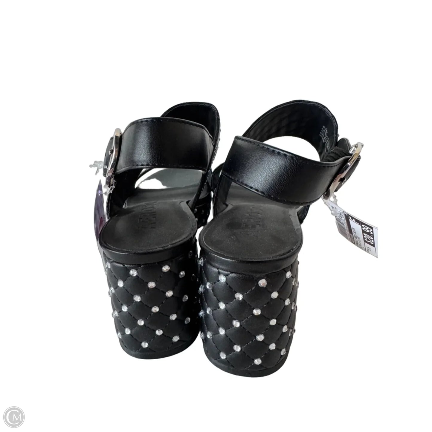 Sandals Heels Block By Aerosoles In Black & Silver, Size: 9.5