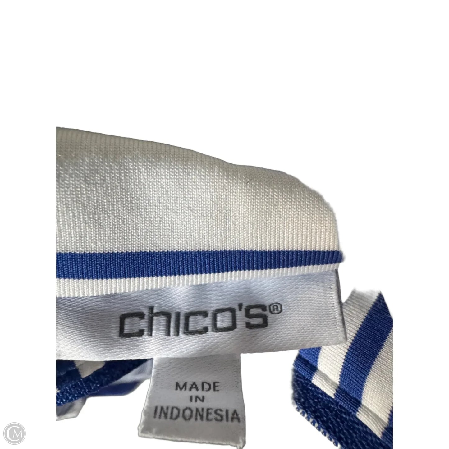 Top Long Sleeve By Chicos In Blue & White, Size: L