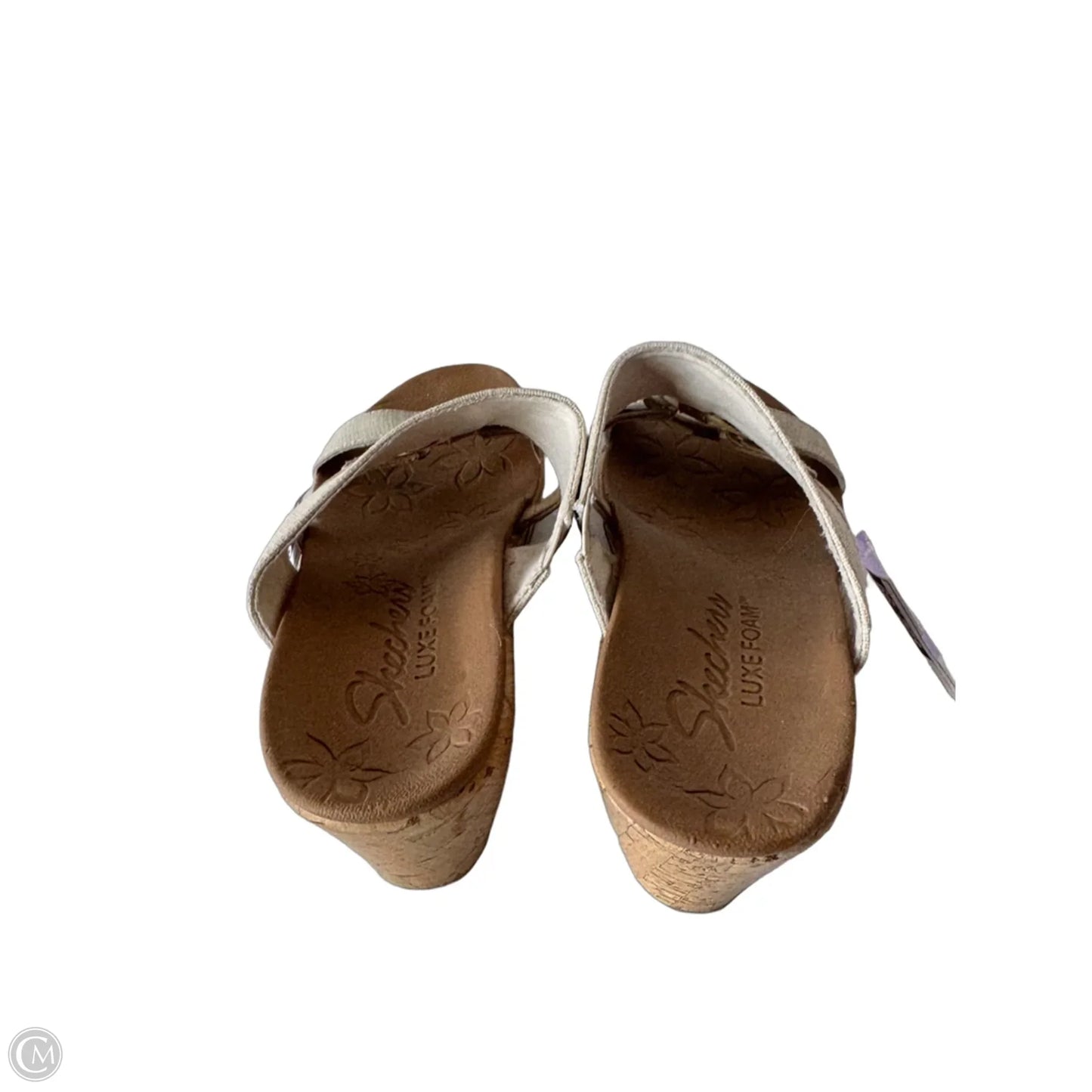 Sandals Heels Wedge By Skechers In Cream & Tan, Size: 7