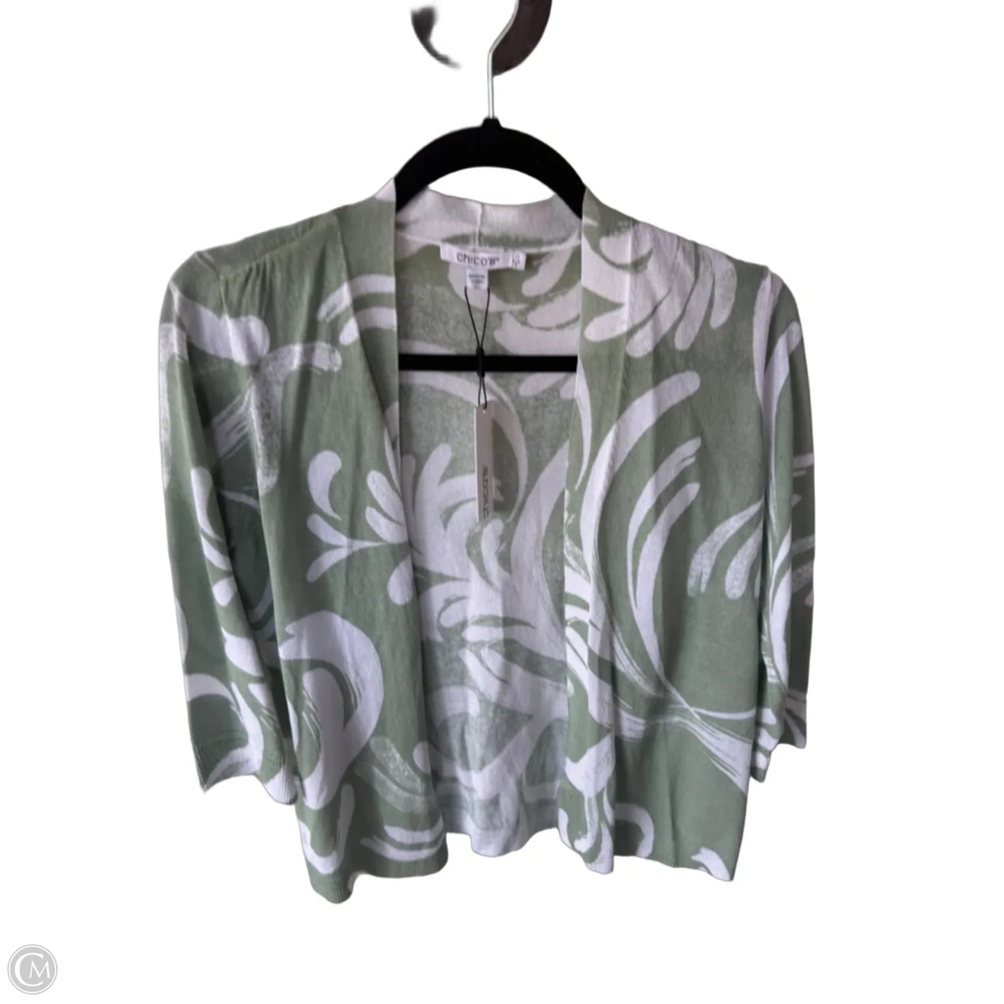 Cardigan By Chicos In Green & White, Size: S