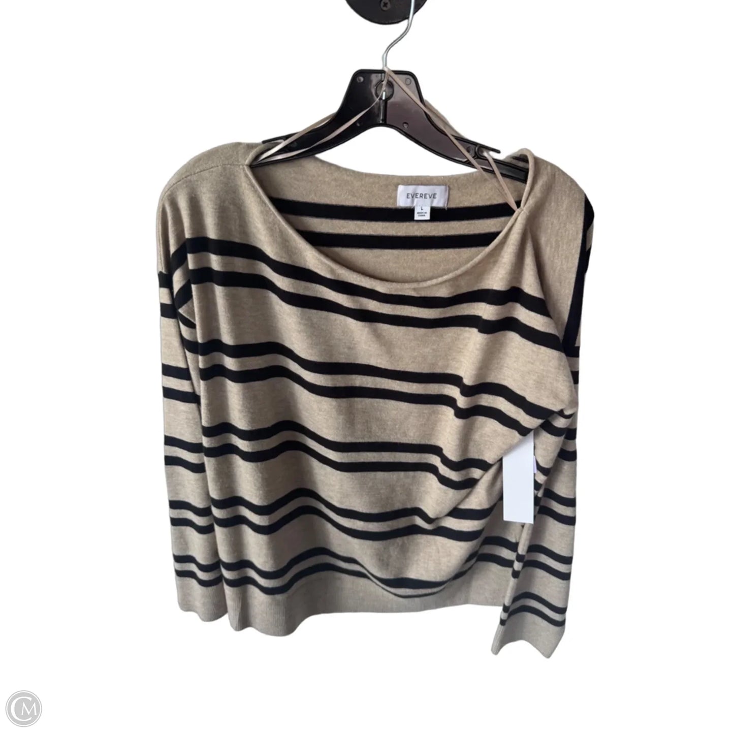 Sweater By Evereve In Black & Tan, Size: L