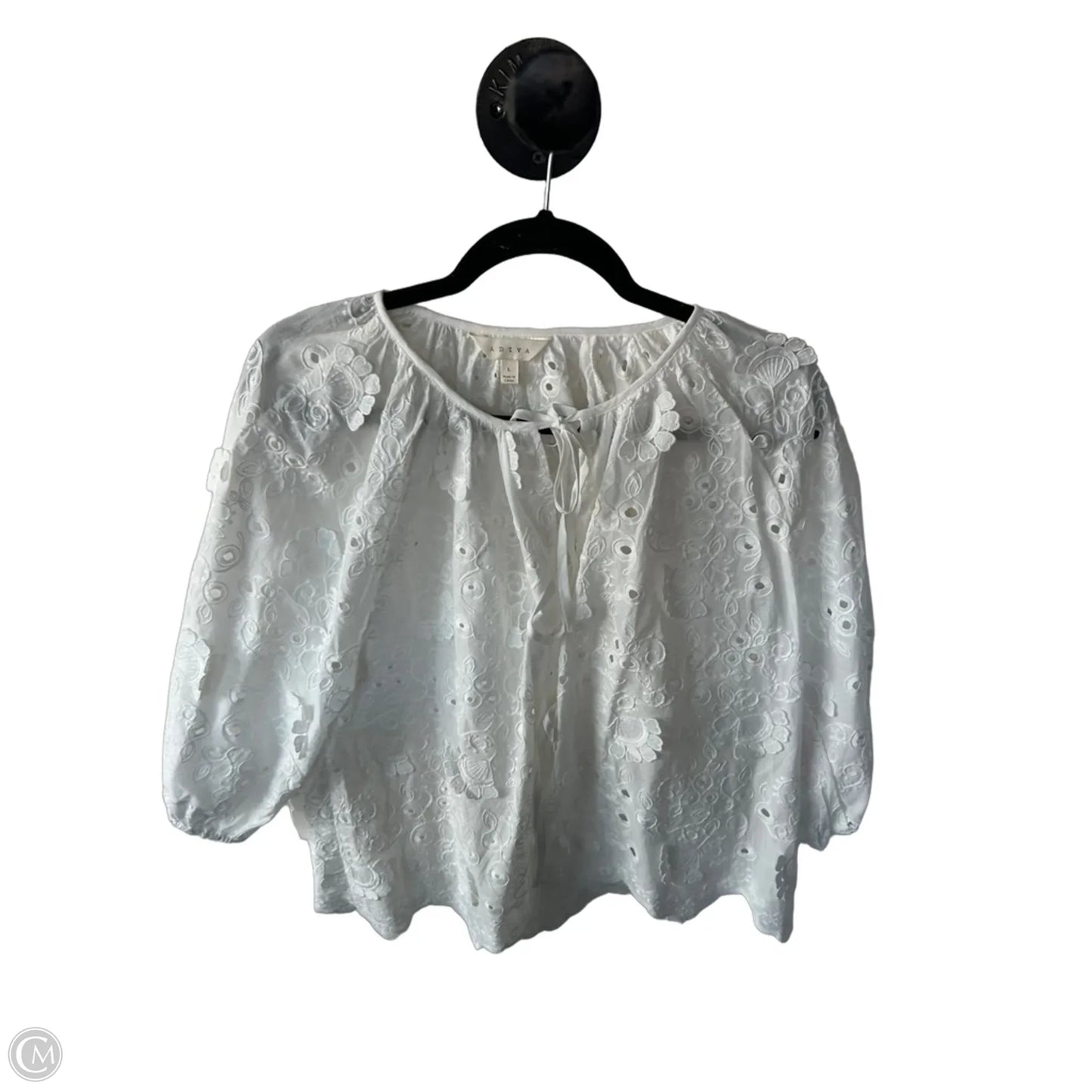 Top 3/4 Sleeve By Adiva In White, Size: L