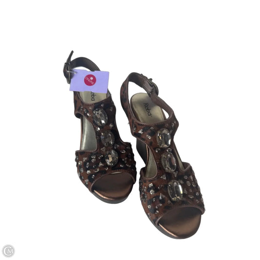 Sandals Heels Wedge By Reba In Black & Brown, Size: 6