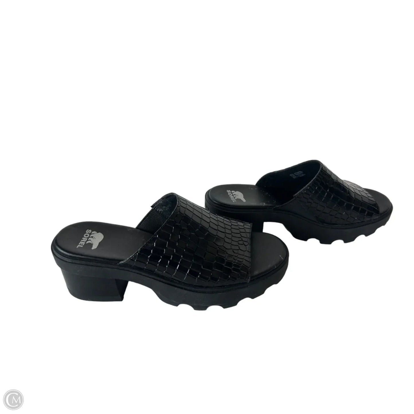 Sandals Heels Block By Sorel In Black, Size: 9.5