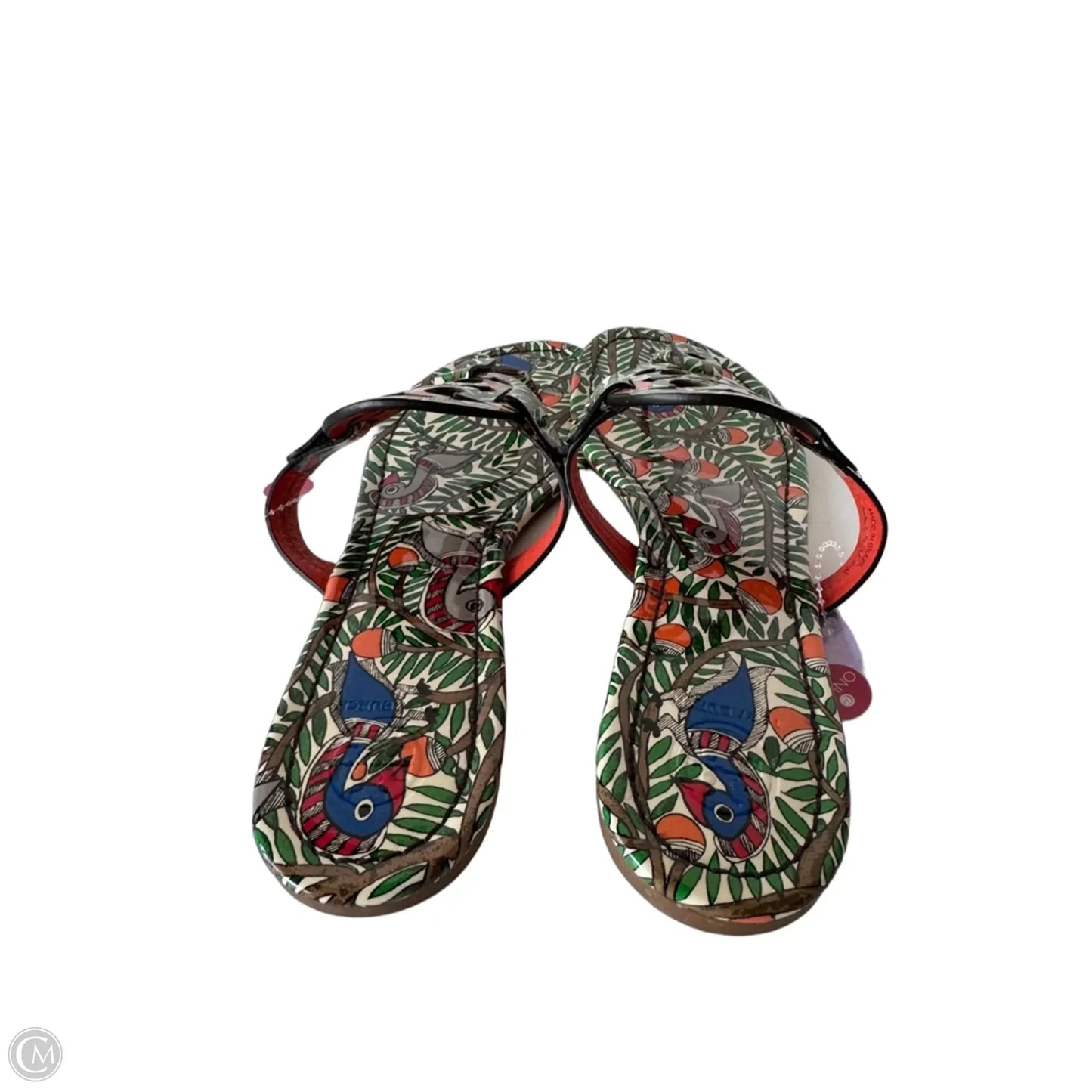 Sandals Designer By Tory Burch In Green & Orange, Size: 9.5