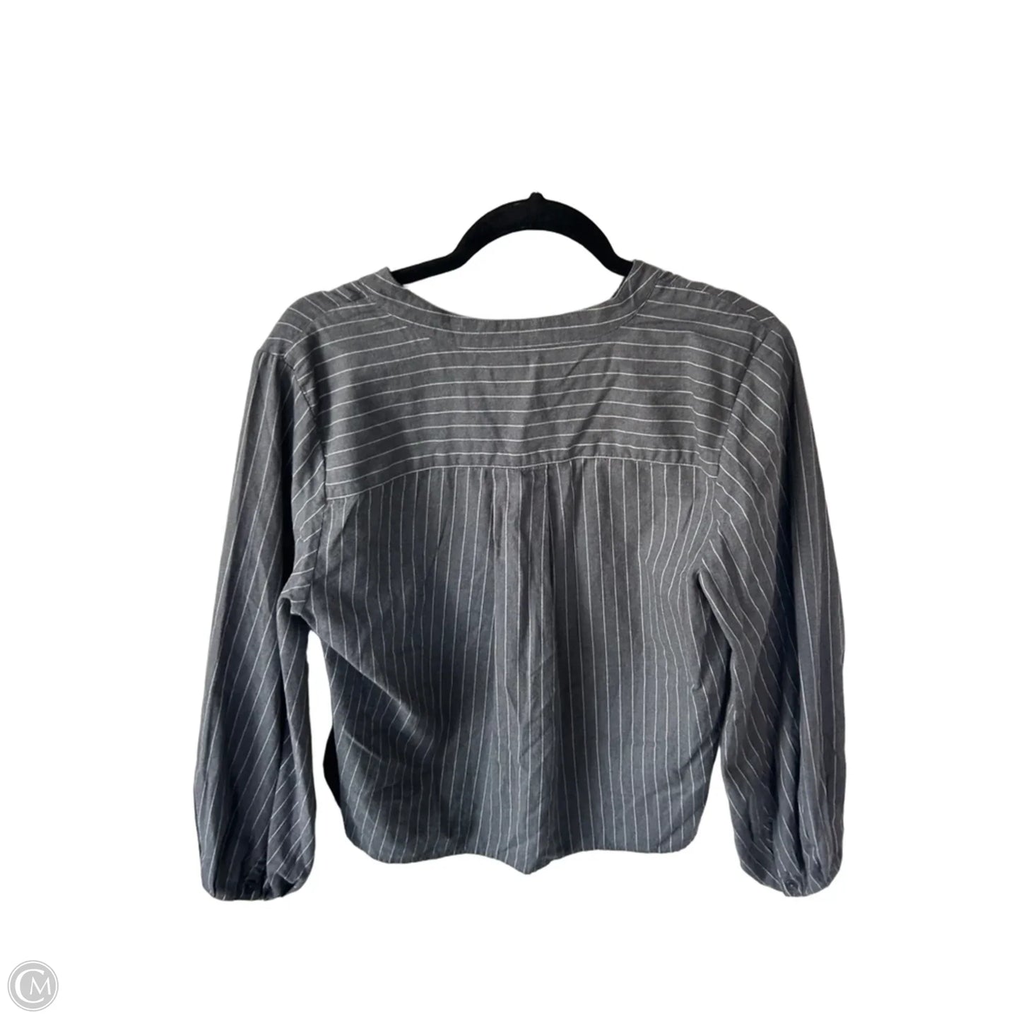 Top Long Sleeve By Madewell In Grey & White, Size: L