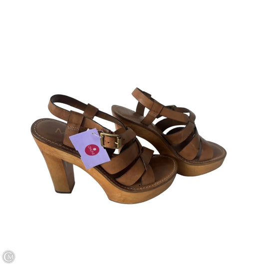 Sandals Heels Block By Mia In Brown, Size: 8