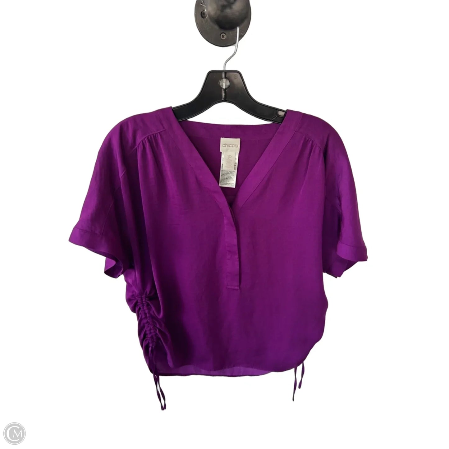 Top Short Sleeve By Chicos In Purple, Size: Mp