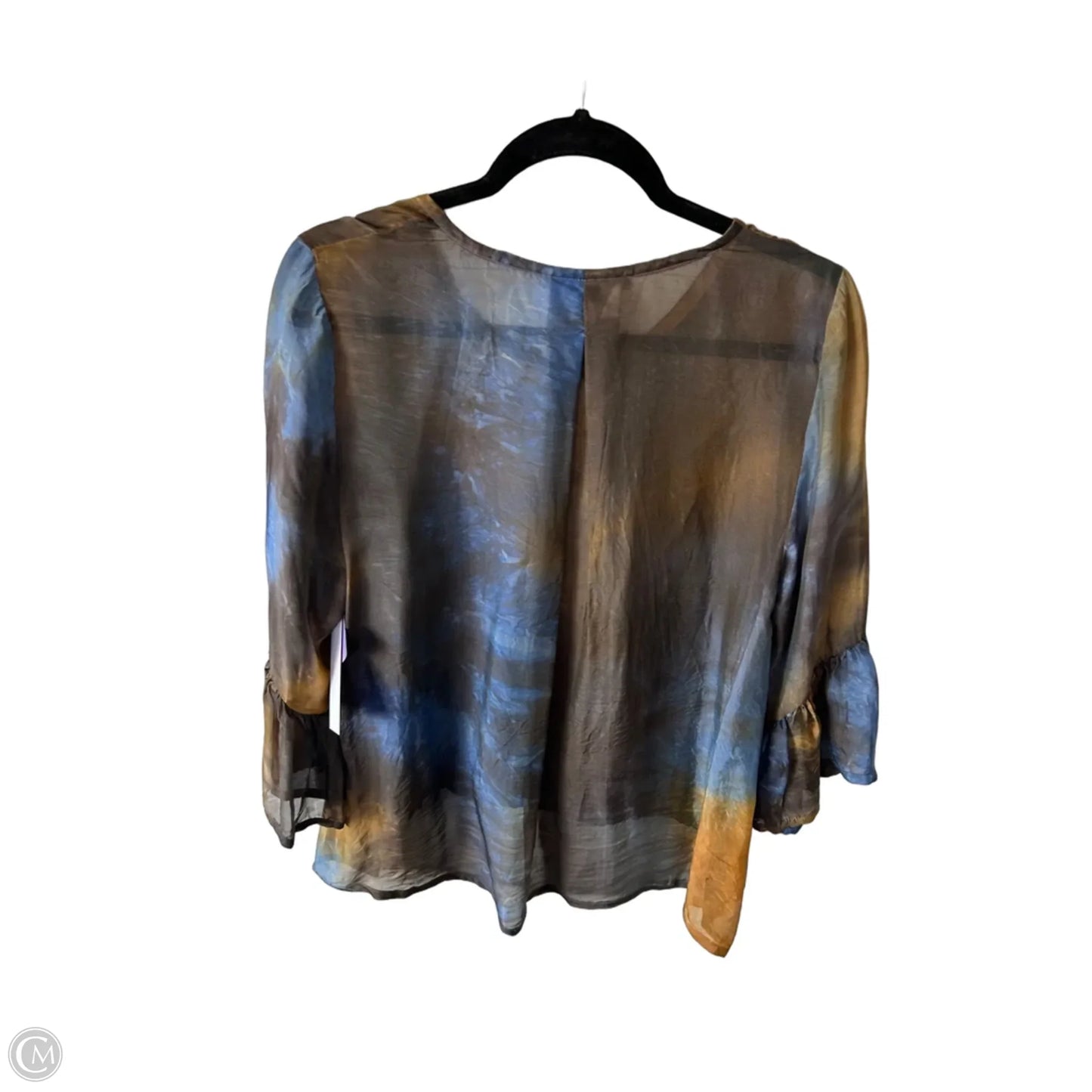 Top 3/4 Sleeve By Bryn Walker In Blue & Brown, Size: S