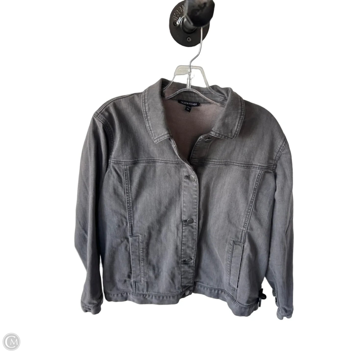 Jacket Denim By Eileen Fisher In Grey Denim, Size: S