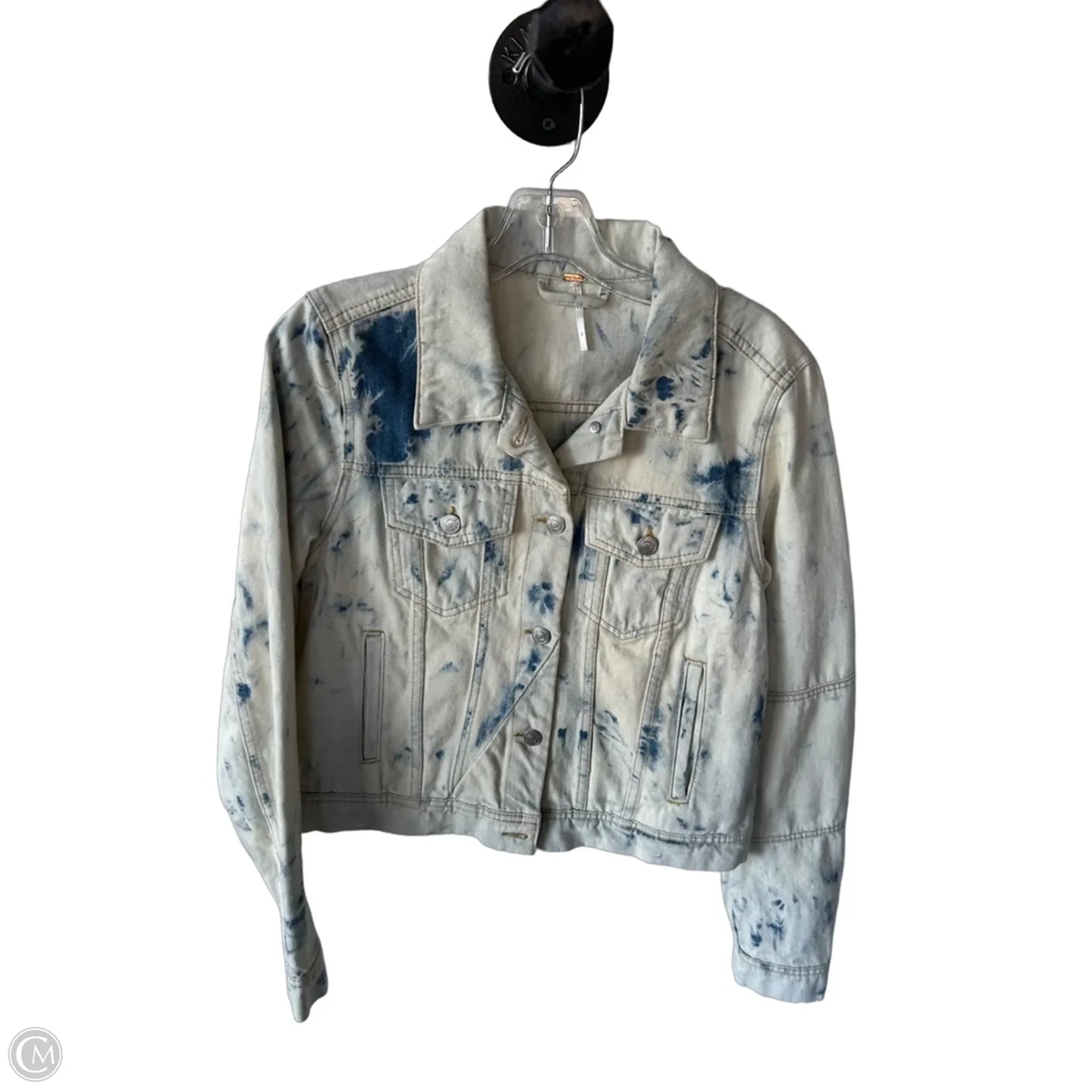 Jacket Denim By Free People In Blue & Cream, Size: S