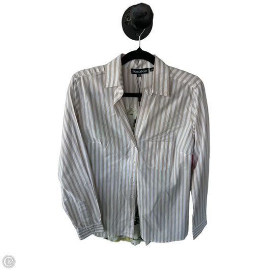 Top Long Sleeve By Tolani Collection In Tan & White, Size: Xxs