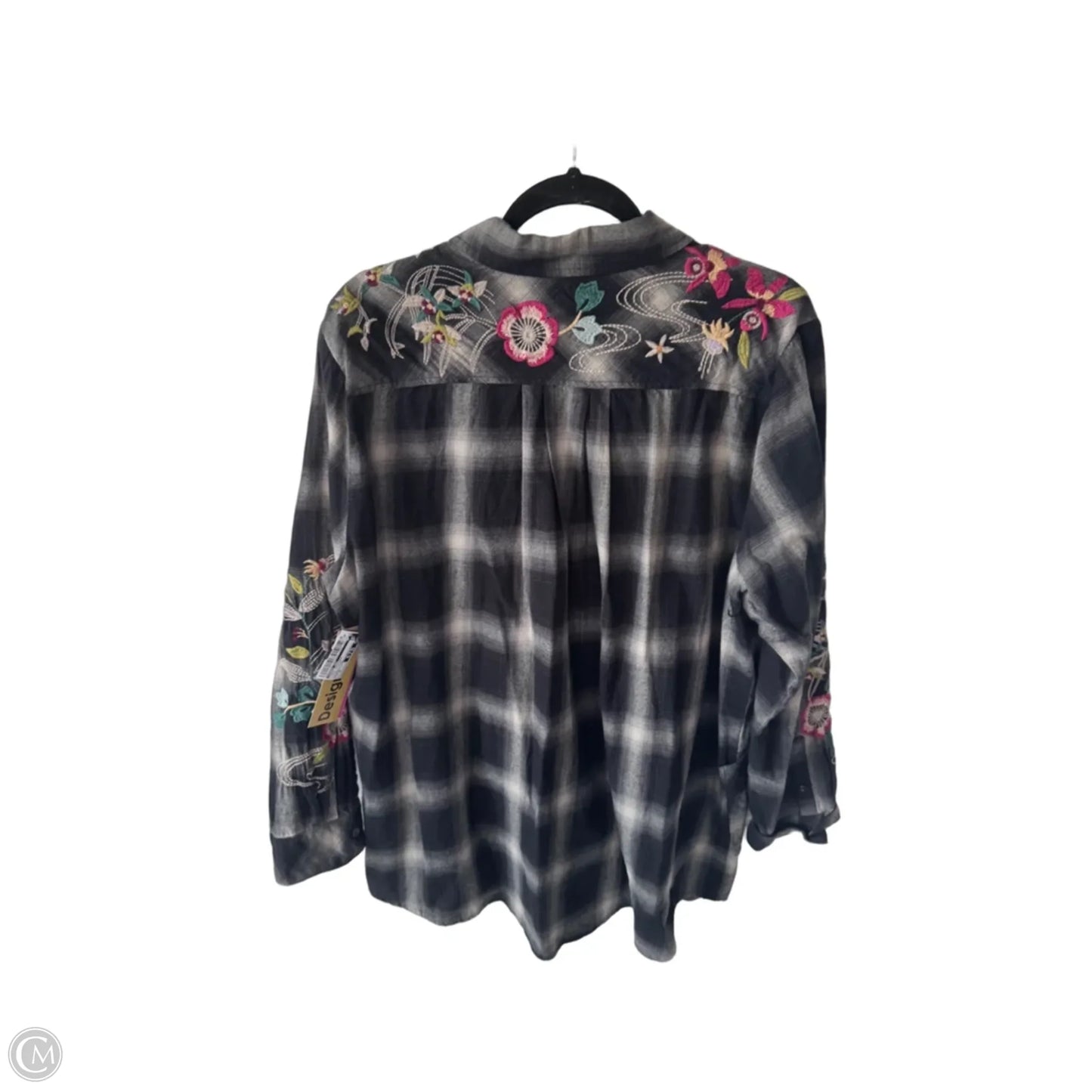 Tunic Designer By Johnny Was In Black & Cream, Size: Xl