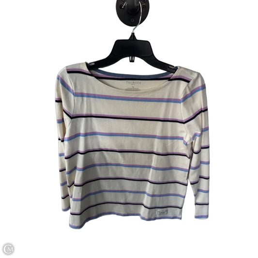 Top Long Sleeve By Talbots In Cream & Purple, Size: Mp