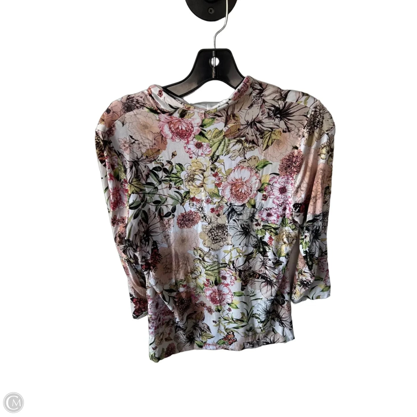 Top 3/4 Sleeve By Chicos In Cream & Green, Size: M