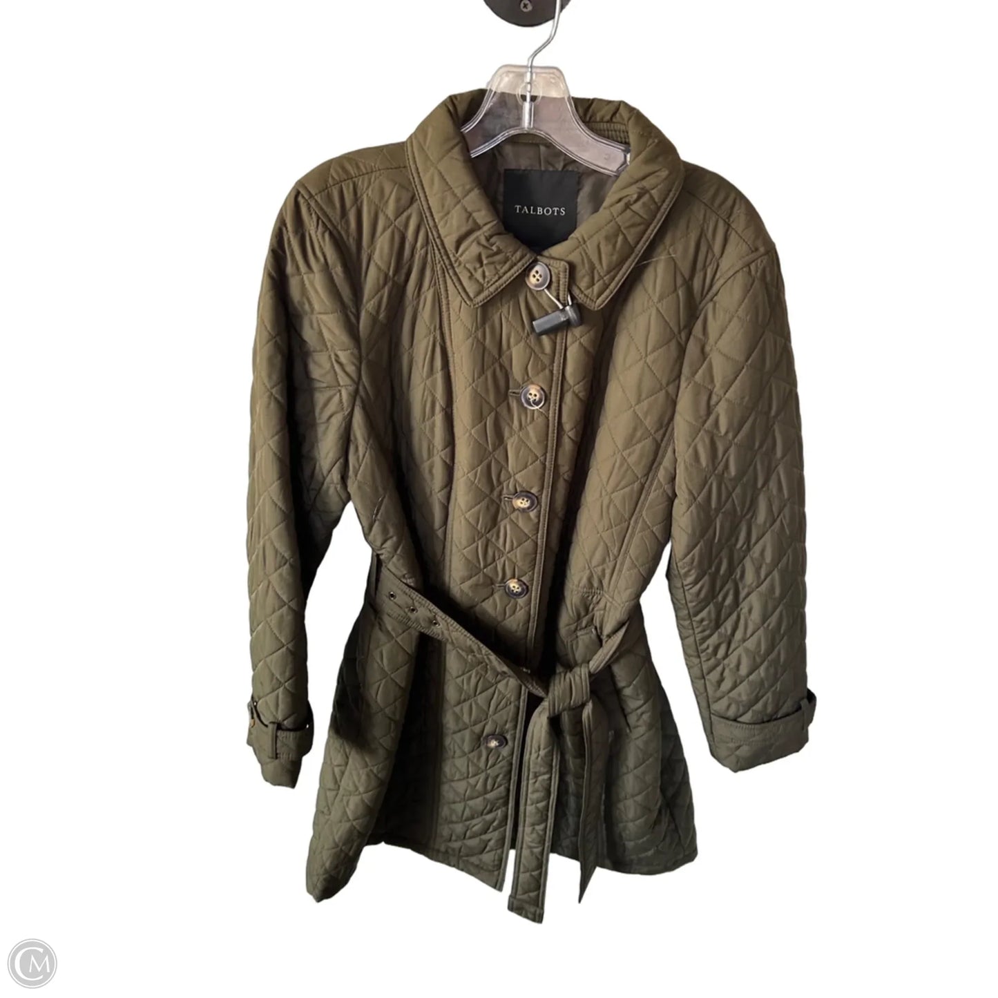 Coat Puffer & Quilted By Talbots In Green, Size: L