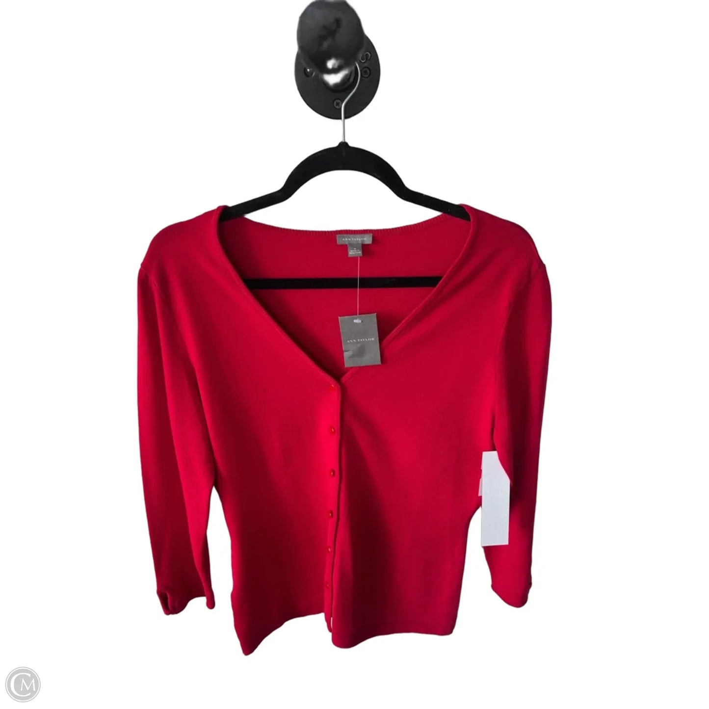 Sweater Cardigan By Ann Taylor In Red, Size: M