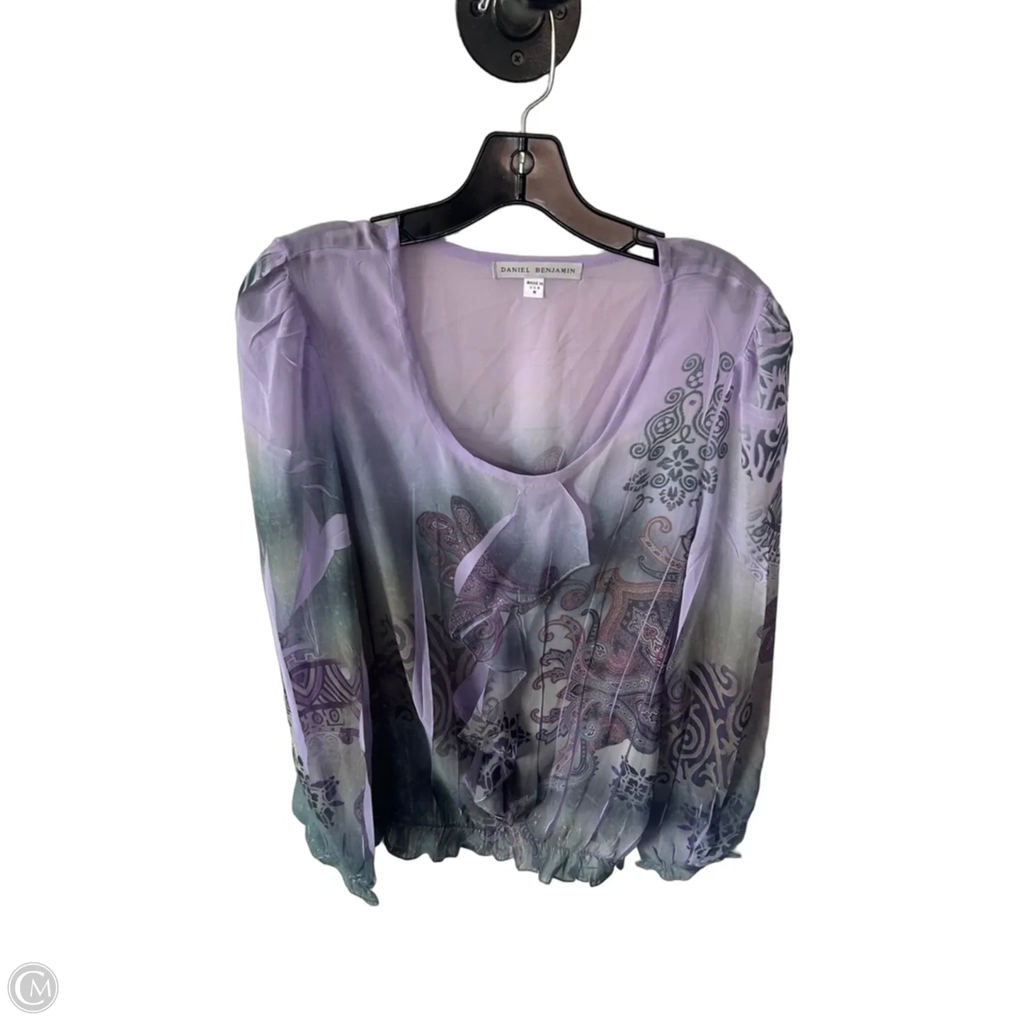 Top Long Sleeve By Cmc In Green & Purple, Size: M