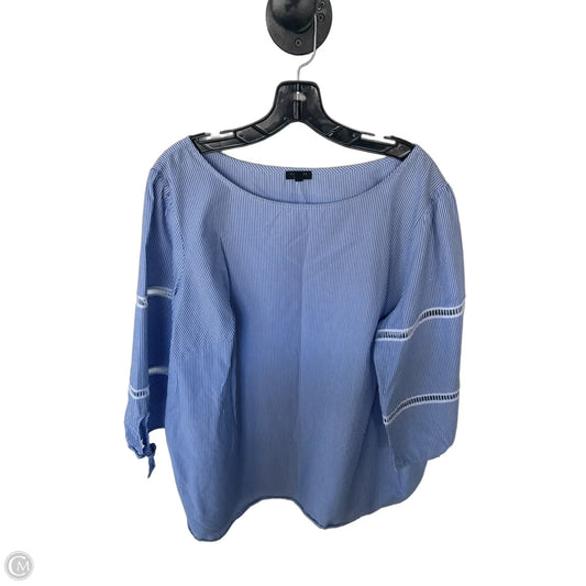 Top Long Sleeve By Talbots In Blue & White, Size: 2x